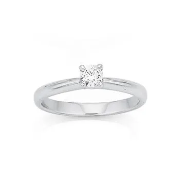 9ct White Gold, Diamond Solitaire .25ct