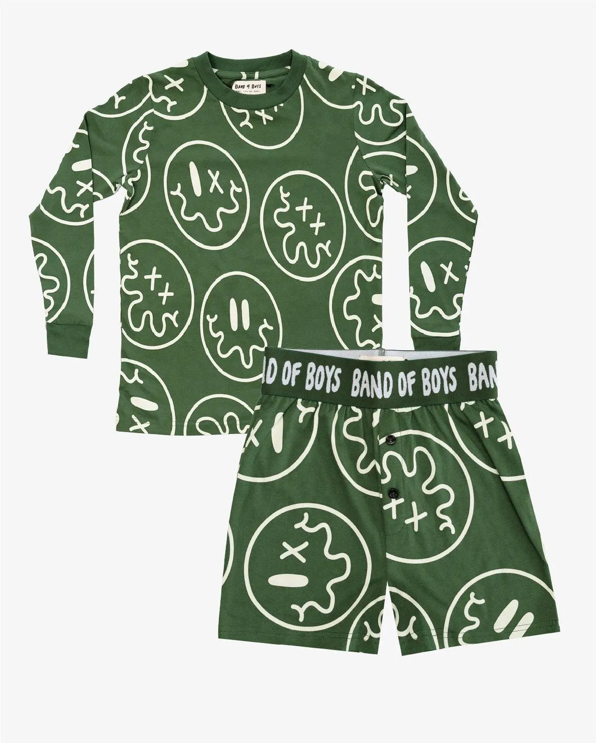 BAND OF BOYS - GREEN SQUIGGLE SMILE WINTER PJS