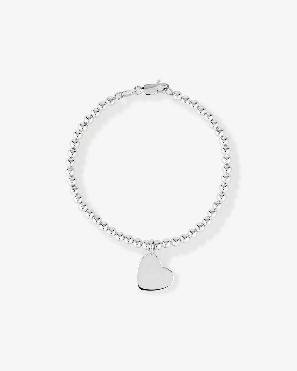 19cm (7.5") Heart Bead Bracelet in Sterling Silver