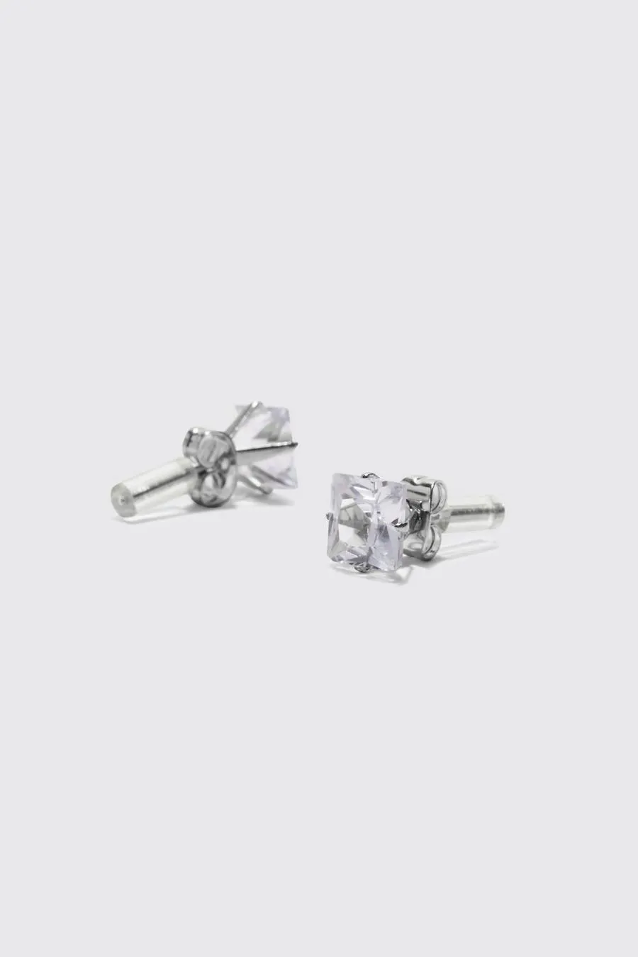 8mm Square Stud Diamante Earrings