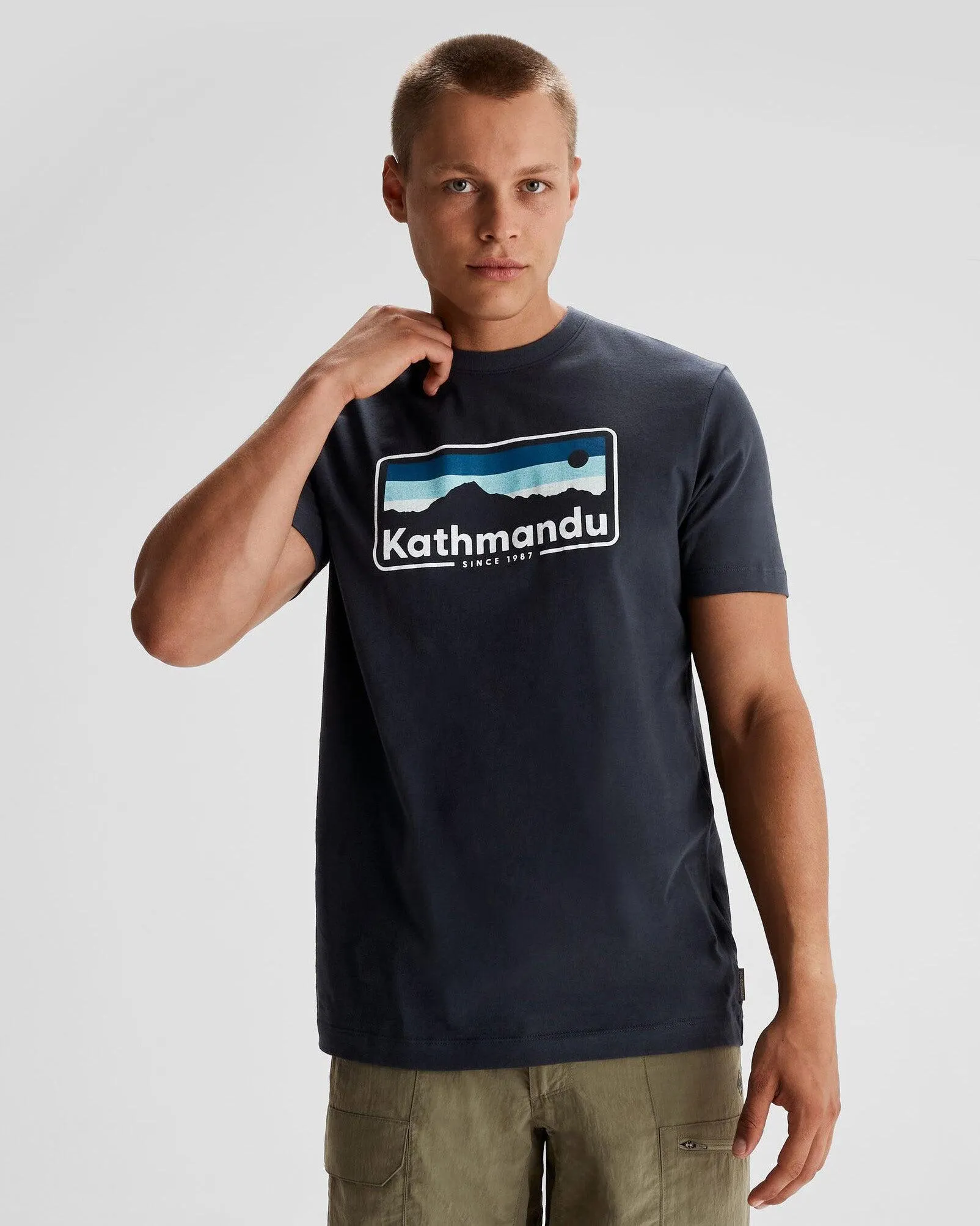 Men's Kathmandu Logo 70's Organic Cotton T-shirt - Midnight Navy