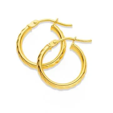 9ct 10mm Twist Hoop Earrings
