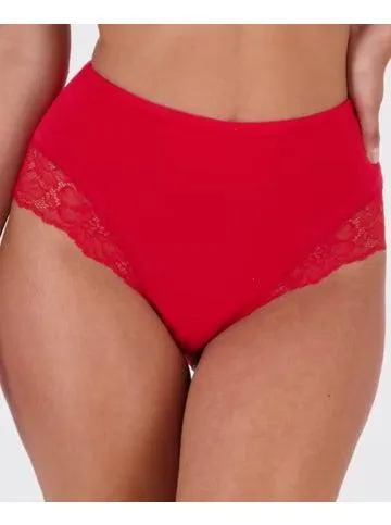 Women's Lace Trim Full Briefs in Red