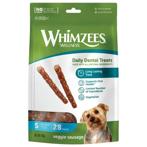 Whimzees Veggie Sausage Small Dog Treat 28 Pack