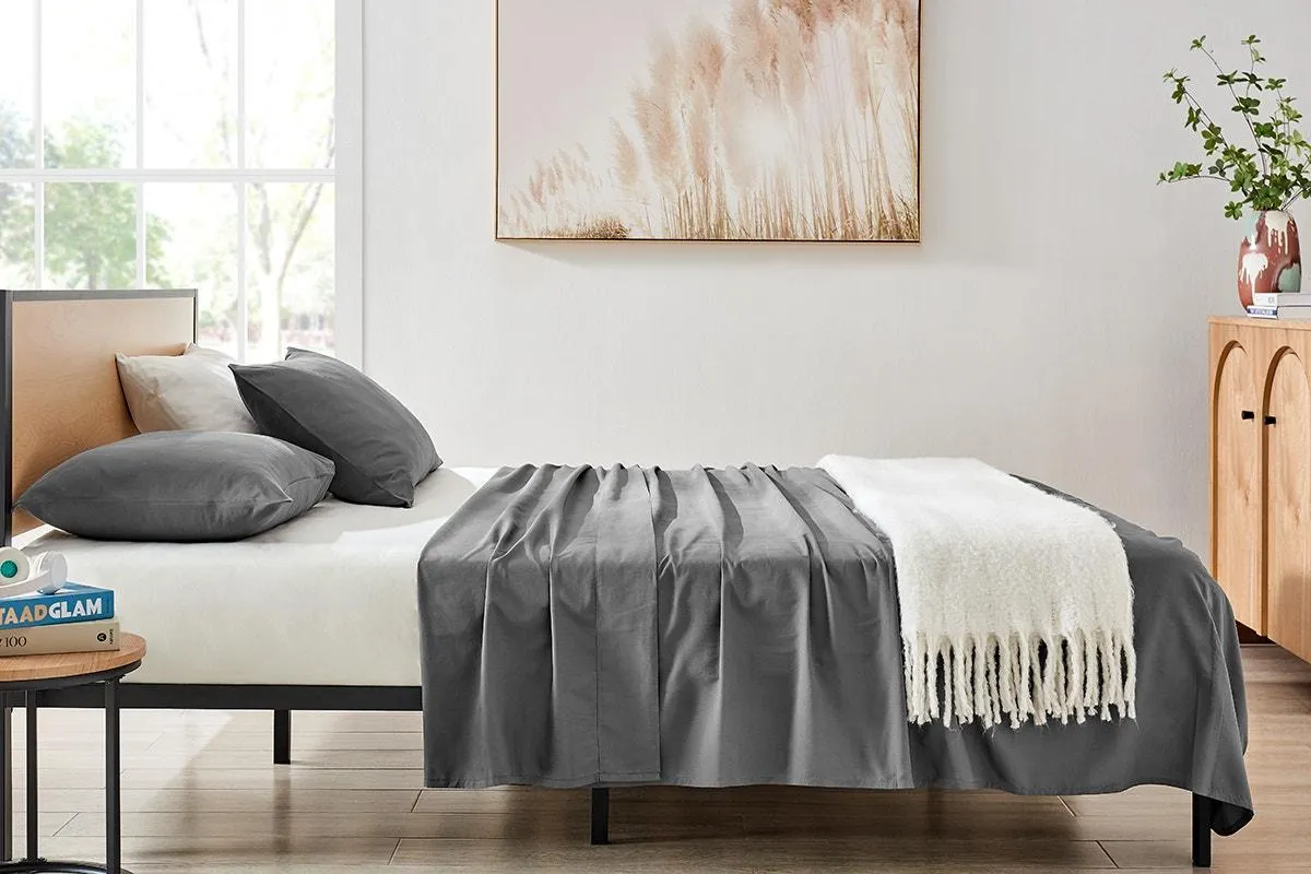 Ovela Ultra Soft Washed Bed Sheet Set (Graphite, Single)