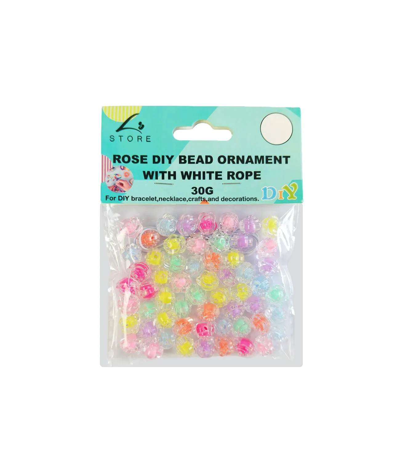 Rose DIY Bead Ornament With White Rope 30g