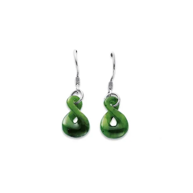 Sterling Silver Greenstone Infinity Twist Earrings