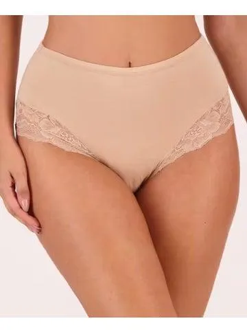 Women's Lace Trim Full Briefs in Beige
