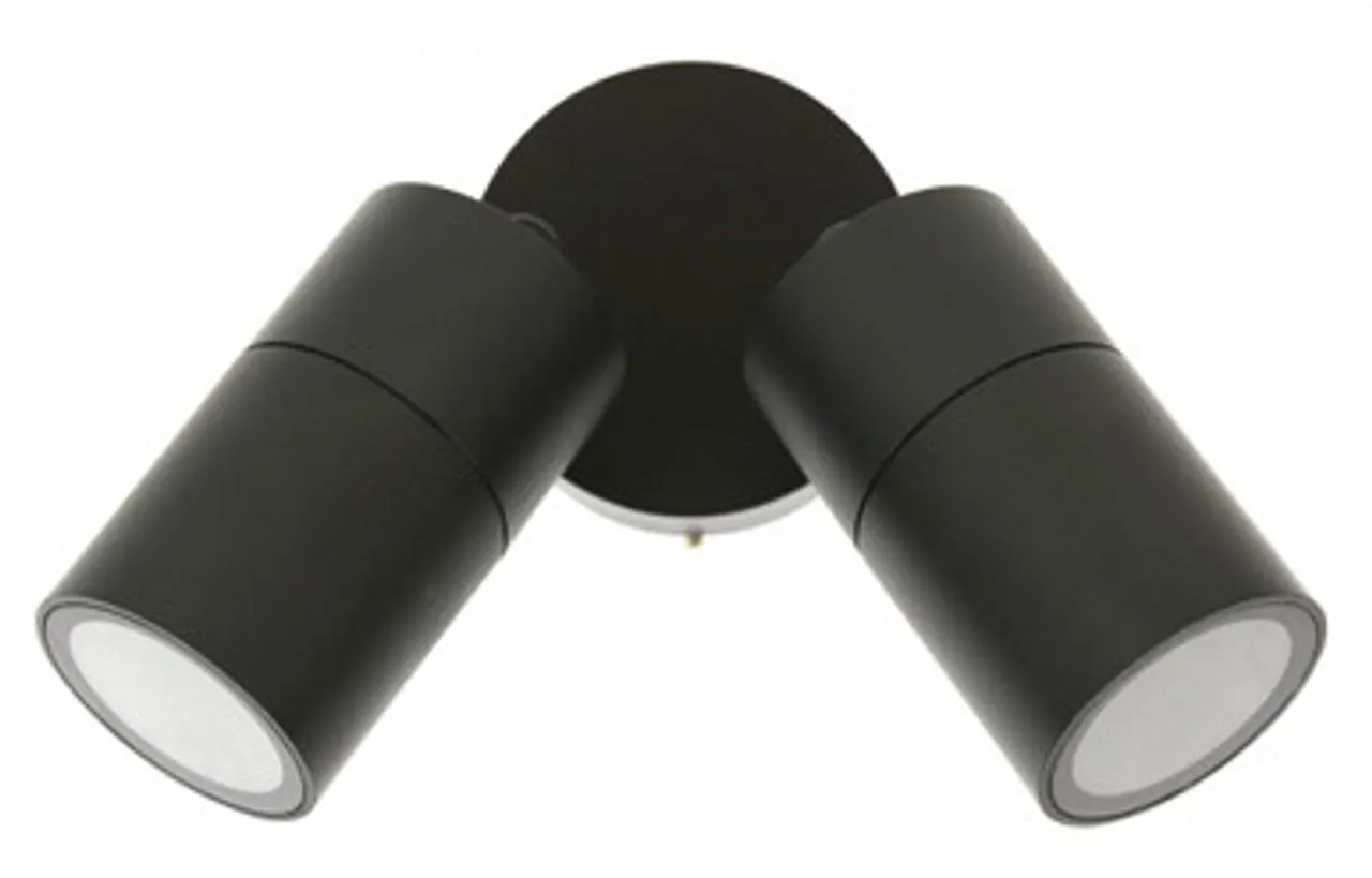 Liro IP65 Twin Adjustable Wall Light Carbon Fibre Blend Black