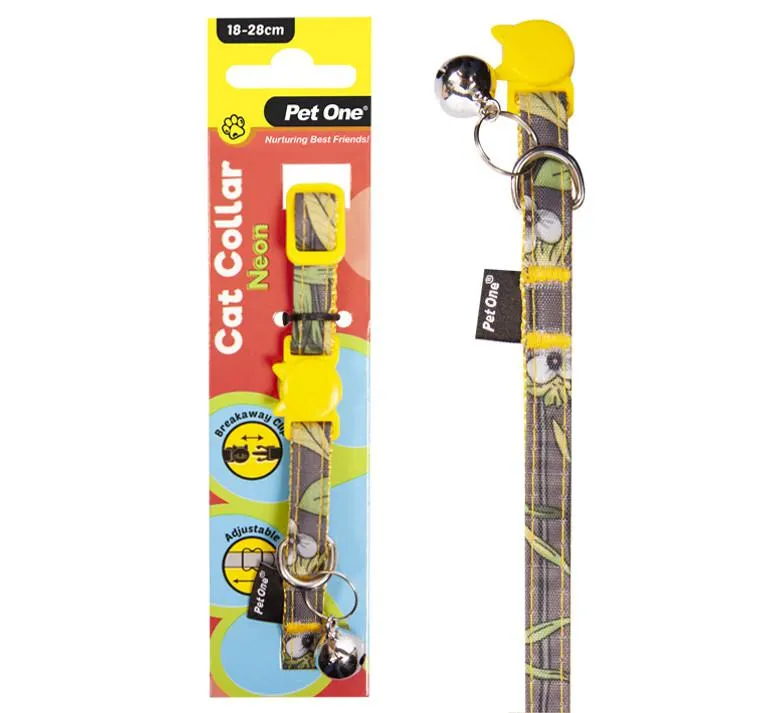 Pet One Cat Collar 18-28cm Neon - Yellow