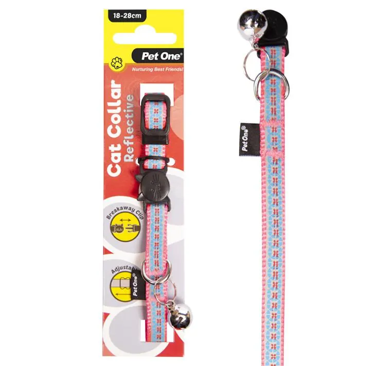 Pet One Cat Collar 18-28cm Reflective - Pink
