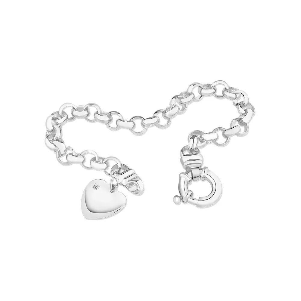 Diamond Set Belcher Bracelet in Sterling Silver