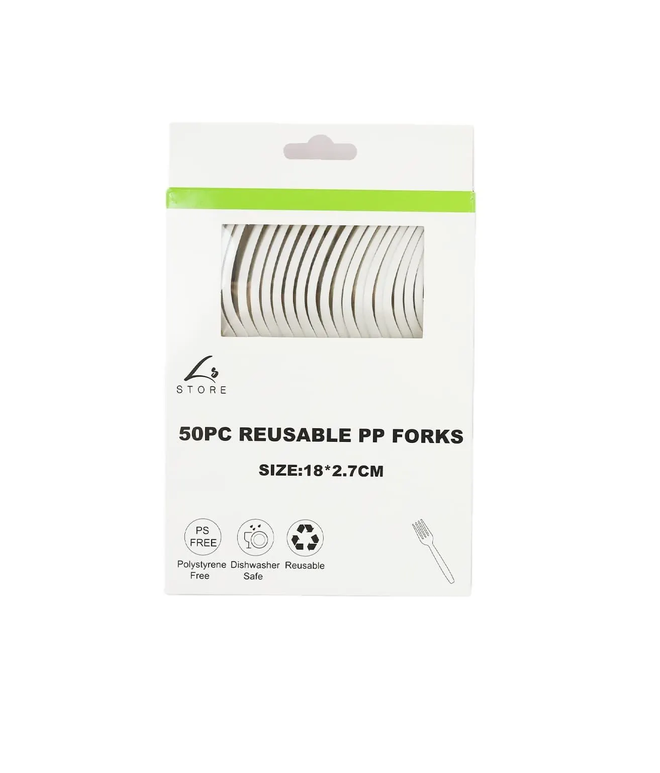 White PP Reusable Forks 50pc 18cm