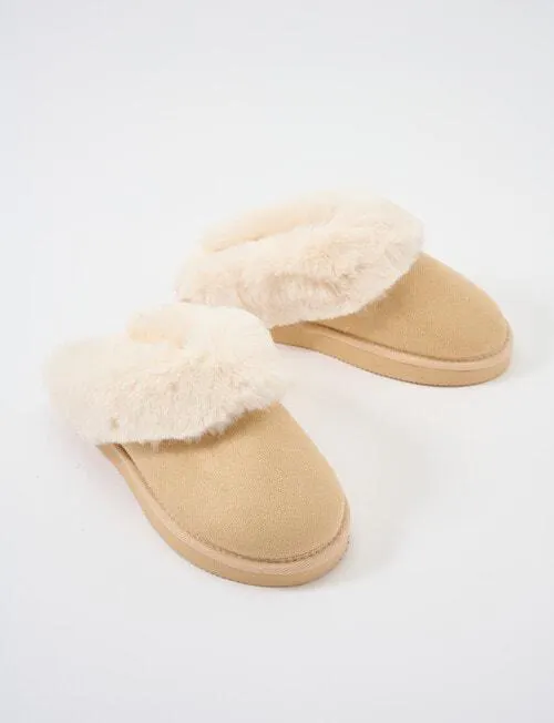 Lyric Lola Faux Suede Scuff Slippers, Champagne