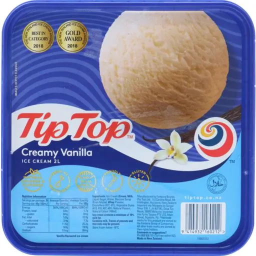 Tip Top Ice Cream Vanilla 2L