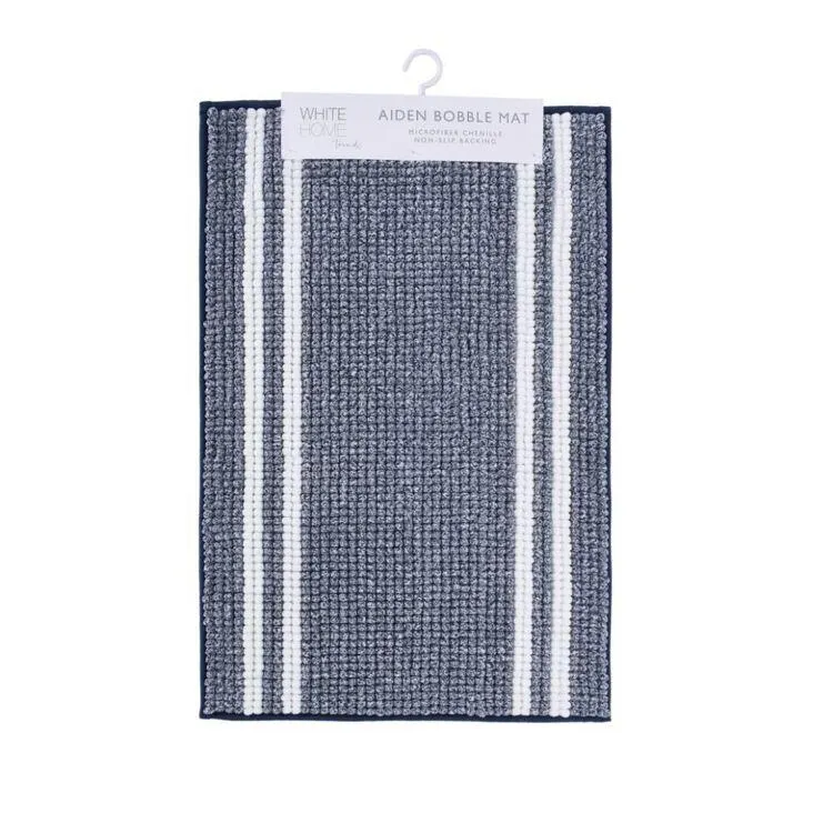 White Home Aiden Bobble Bath Mat Navy Bath Mat
