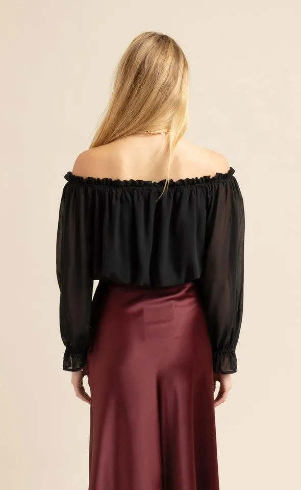 Chiffon Off Shoulder Crop Top