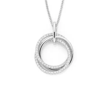 Sterling Silver Cubic Zirconia Circles in Time Pendant