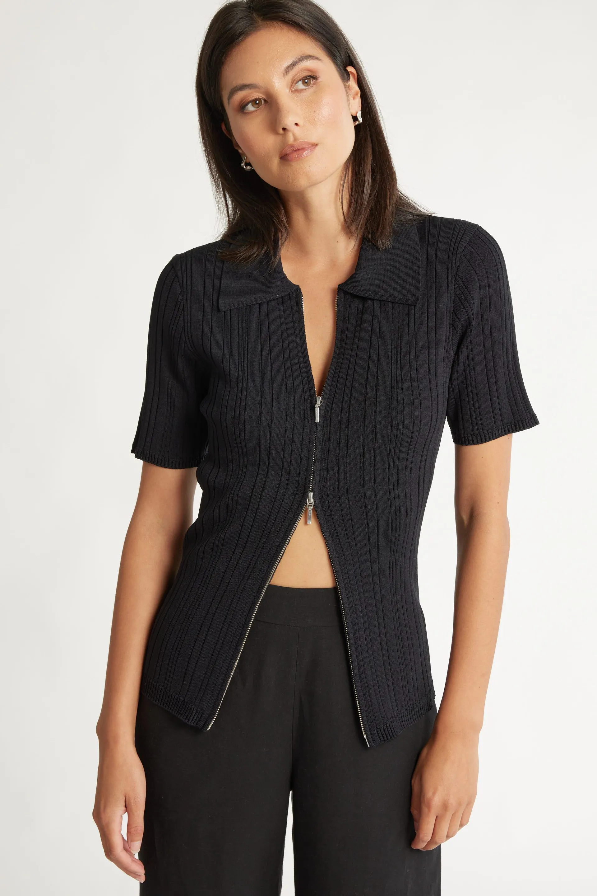 The Zip Front Knit Top
