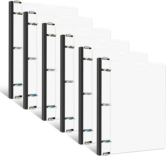 INFUN 1 Inch Telescoping 3 Ring Binder - 6PCS, Flexible Round Binder with Customizable Front Cover and Clear Catalog Pocket, 1Inch Rings, 225 Sheet Capacity-White