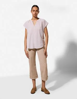 Pantaloni culotte - Vita alta - Beige