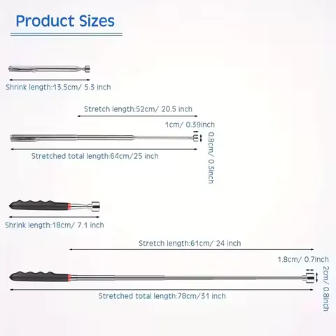 Telescopic magnet picking tool for hard to reach areas