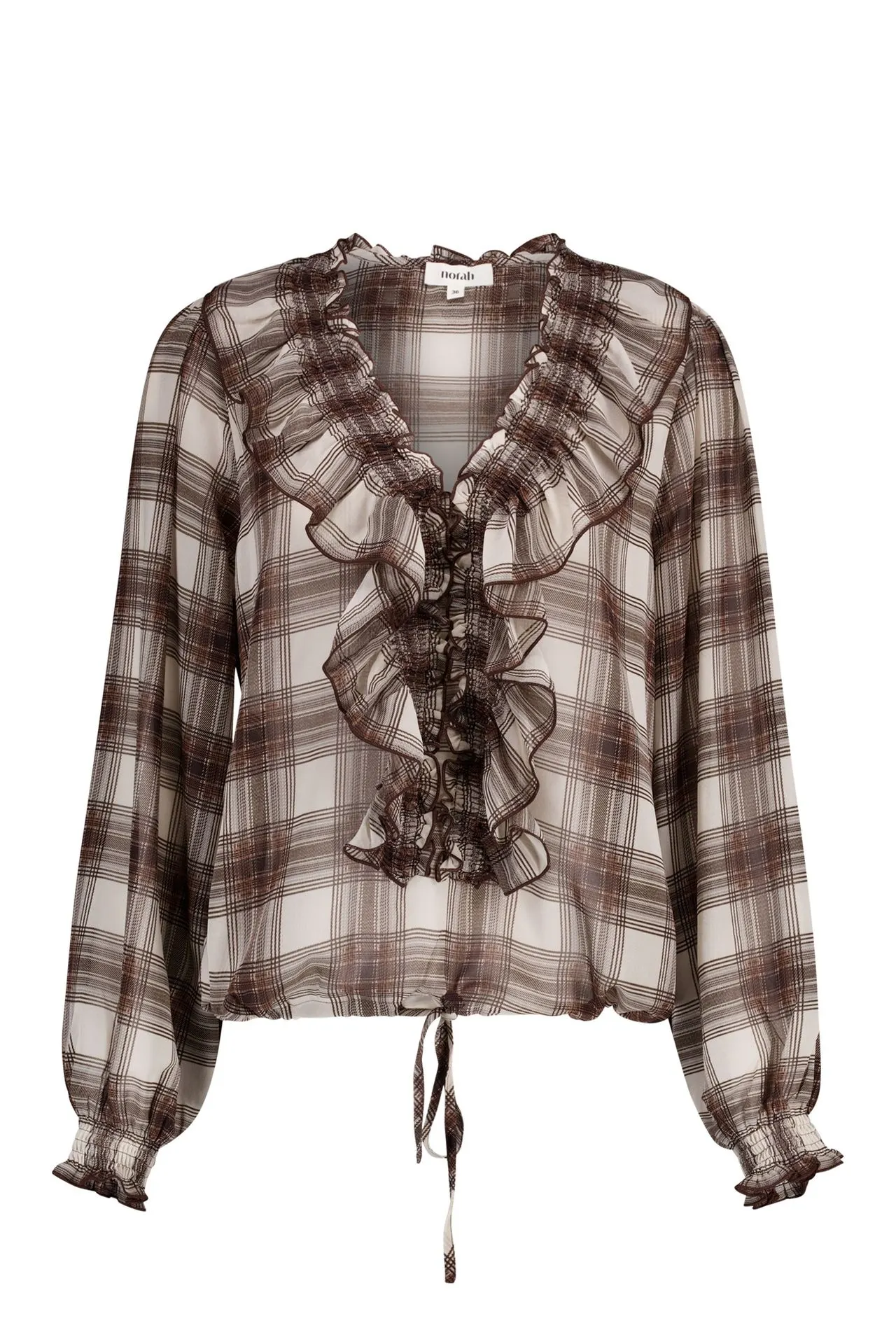 Bruine geruite blouse