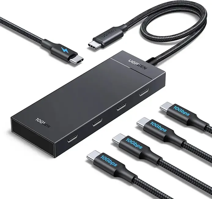 UGREEN Powered 100W 10Gbps USB C Hub - 5 in 1 Adapter with 4 USB-C, 100W PD Ports for MacBook/Air, iPad Pro, iPhone, Surface, Laptops and More