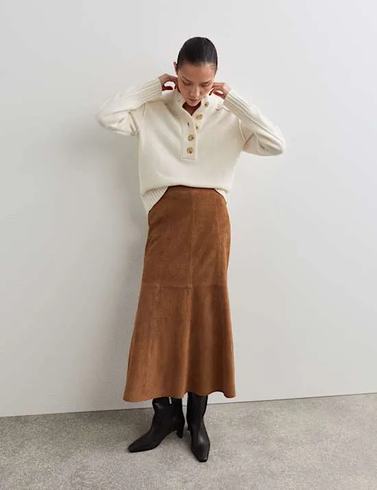Suede Midaxi A-Line Skirt