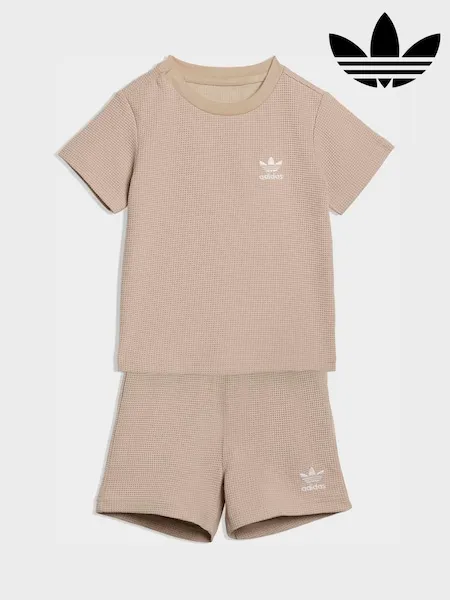 adidas Originals Neutral Waffle T-Shirt and Shorts Set