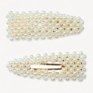 Lot de 2 barrettes à perles nacrées pour fille