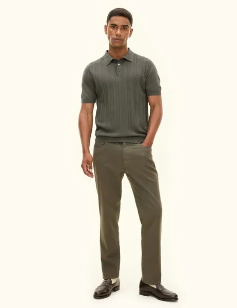 Barto Stripe Poloshirt Nettle Green