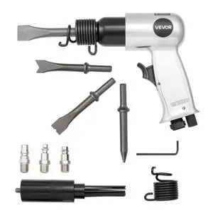 Martello pneumatico VEVOR, 4500 bpm, corsa 4 cm, scalpello compatto, ago scalpellatore, 4 punte 12 cm, metallo, cemento