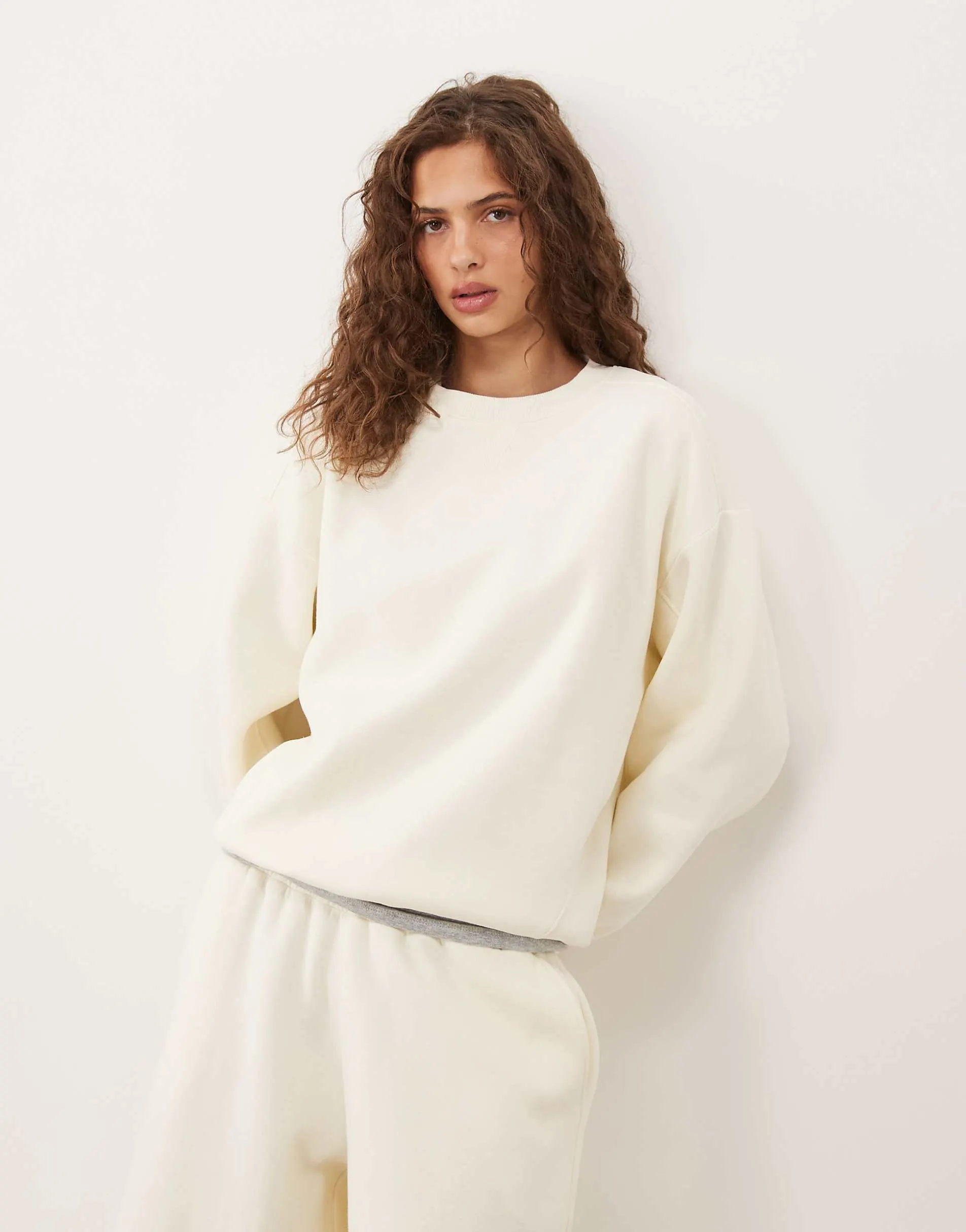 ASOS DESIGN crew neck sweatshirt co-ord in cream