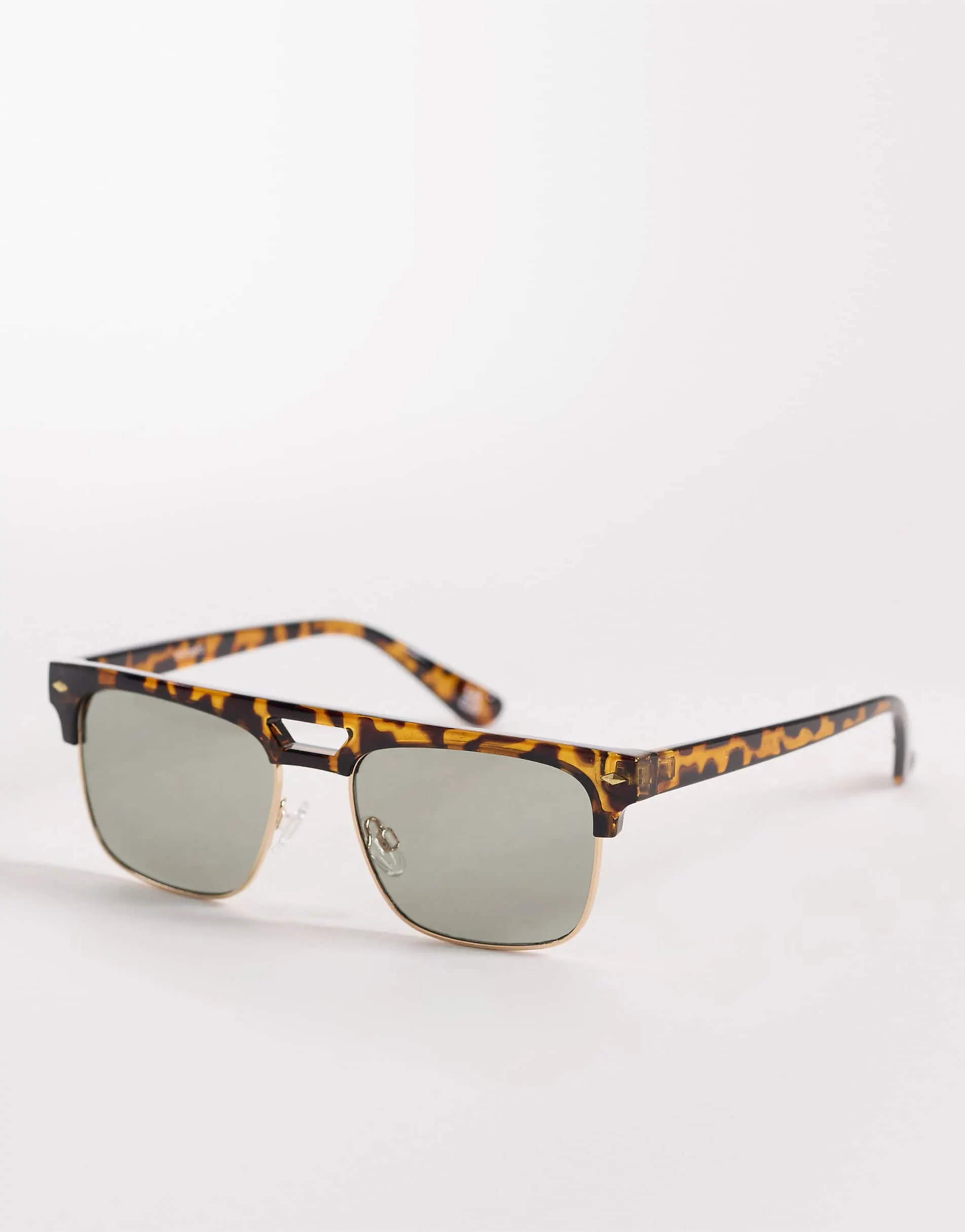 ASOS DESIGN retro sunglasses in tort frame with smoke lens