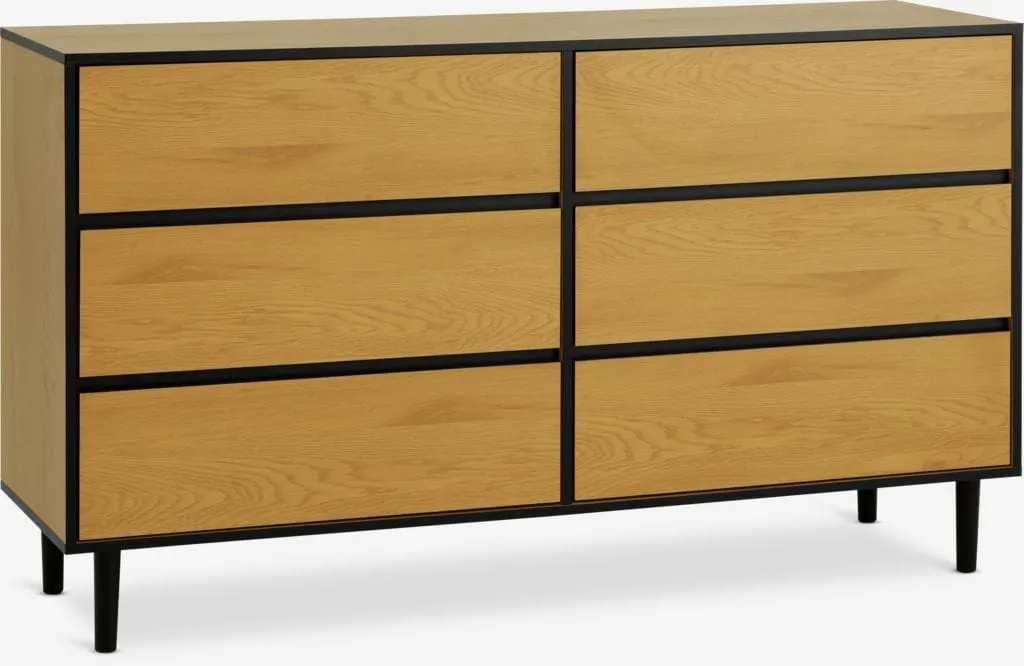 Cassettiera 3+3 cassetti ODENSE color rovere caldo/nero