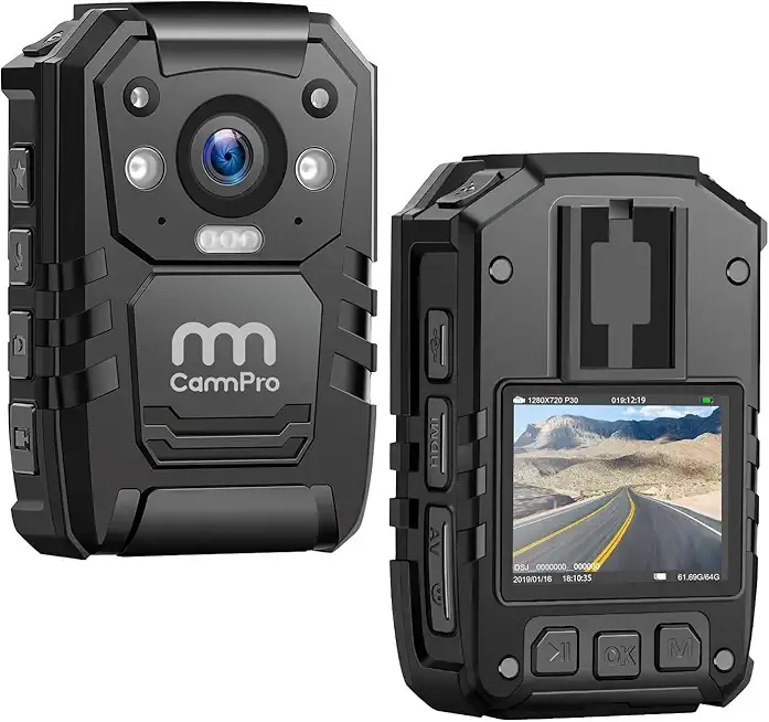 CammPro I826 1296P HD Police Body Camera,128G Memory,Waterproof Body Worn Camera,Premium Portable Body Camera with Audio Recording Wearable,Night Vision,GPS for Law Enforcement