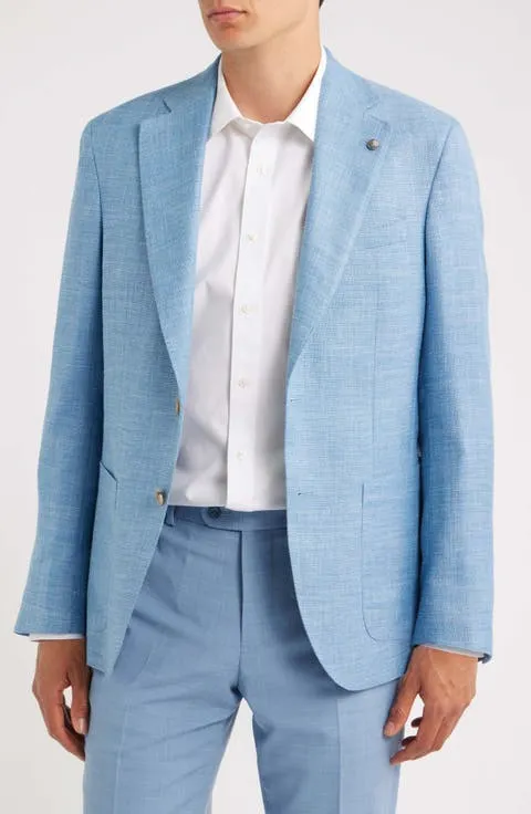 250th Capsule Myles Unconstructed Light Blue Slub Wool & Silk Blend Sport Coat