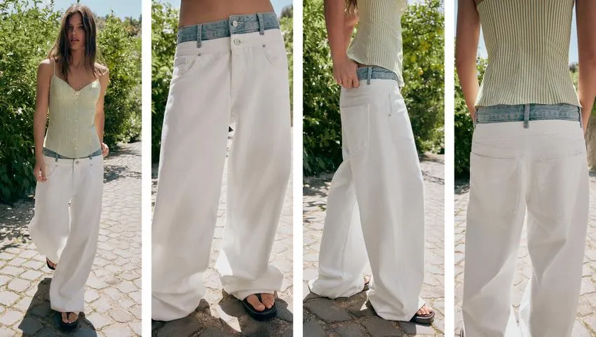 TRF DOUBLE WAISTBAND STRAIGHT-LEG JEANS