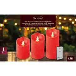 3 LED-kaarsen op batterijen Rood