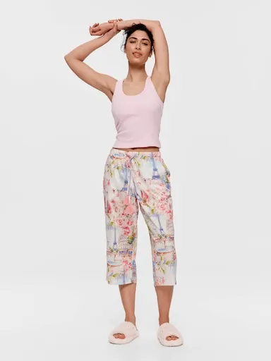 Paris Painted 100% Soft Cotton 3/4 Pj Pant