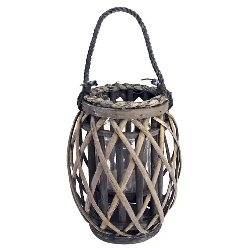 Laterne - braun-grau - 29 cm
