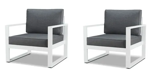 Real Flame Baltic White/Gray Outdoor Chair - 2 Pack