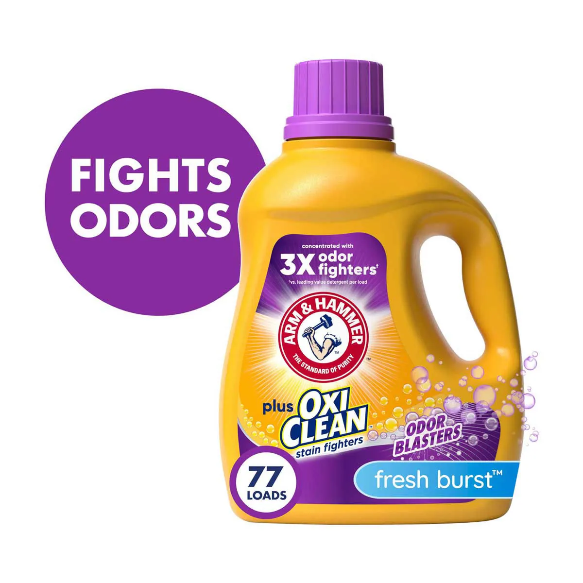 ARM & HAMMER Plus OxiClean Odor Blasters Liquid Laundry Detergent, Fresh Burst, 100.5 fl oz