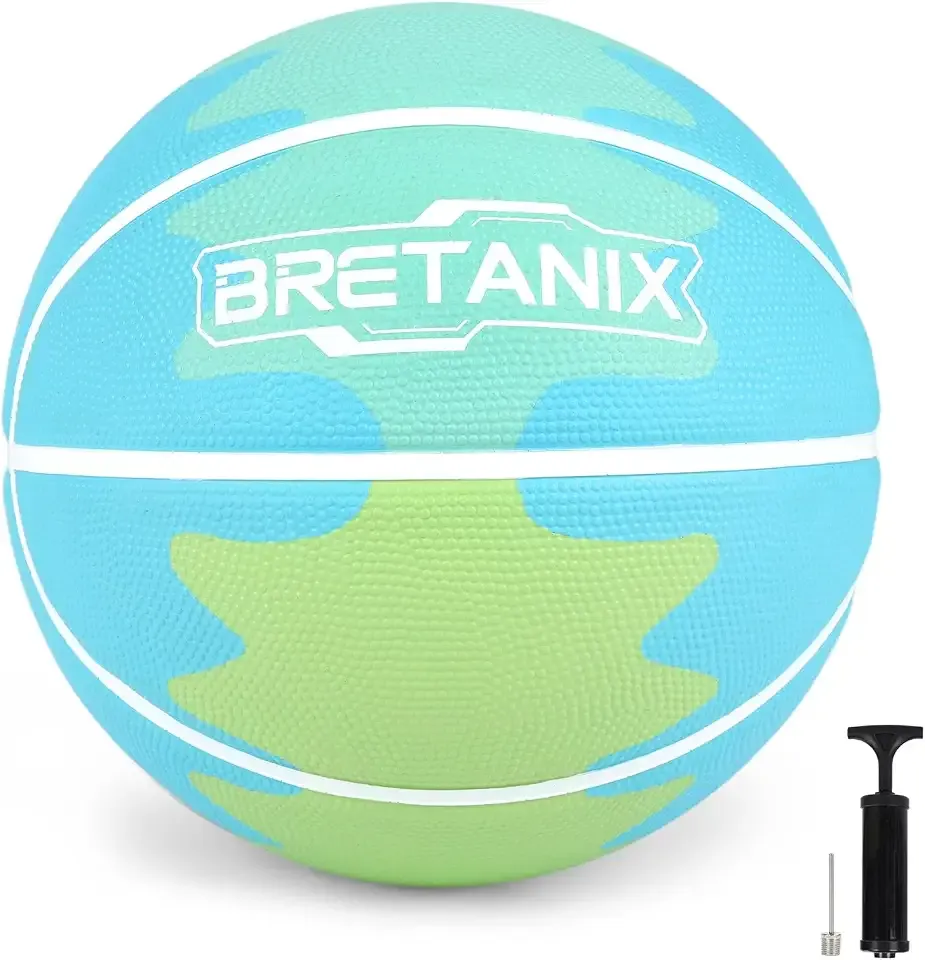 Kids Youth Basketball Size 5, 27.5" Durable High Bounce Rubber Basketball for in & Outdoor Play, Training Game Ball for Boys & Girls, School Gym Street Play Gifts (Deflated,with Pump)