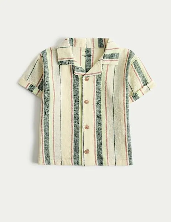Cotton Linen Blend Striped Shirt (0-5 Yrs)
