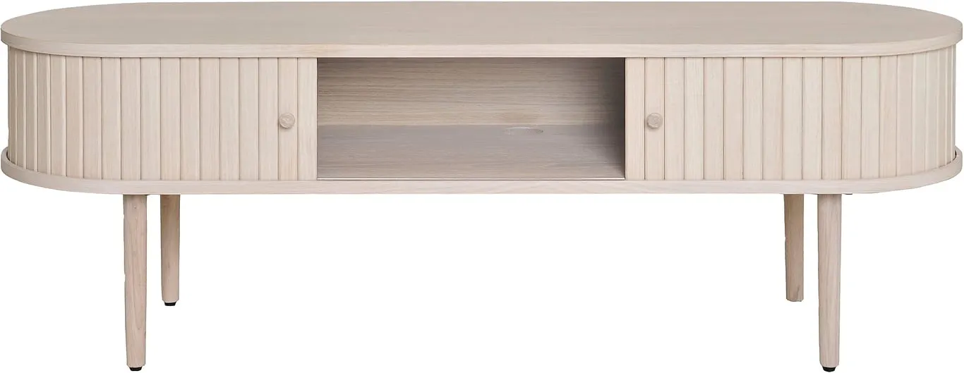 Slide TV-benk 130x40 H 45 cm, hvitpigmentert eikefiner