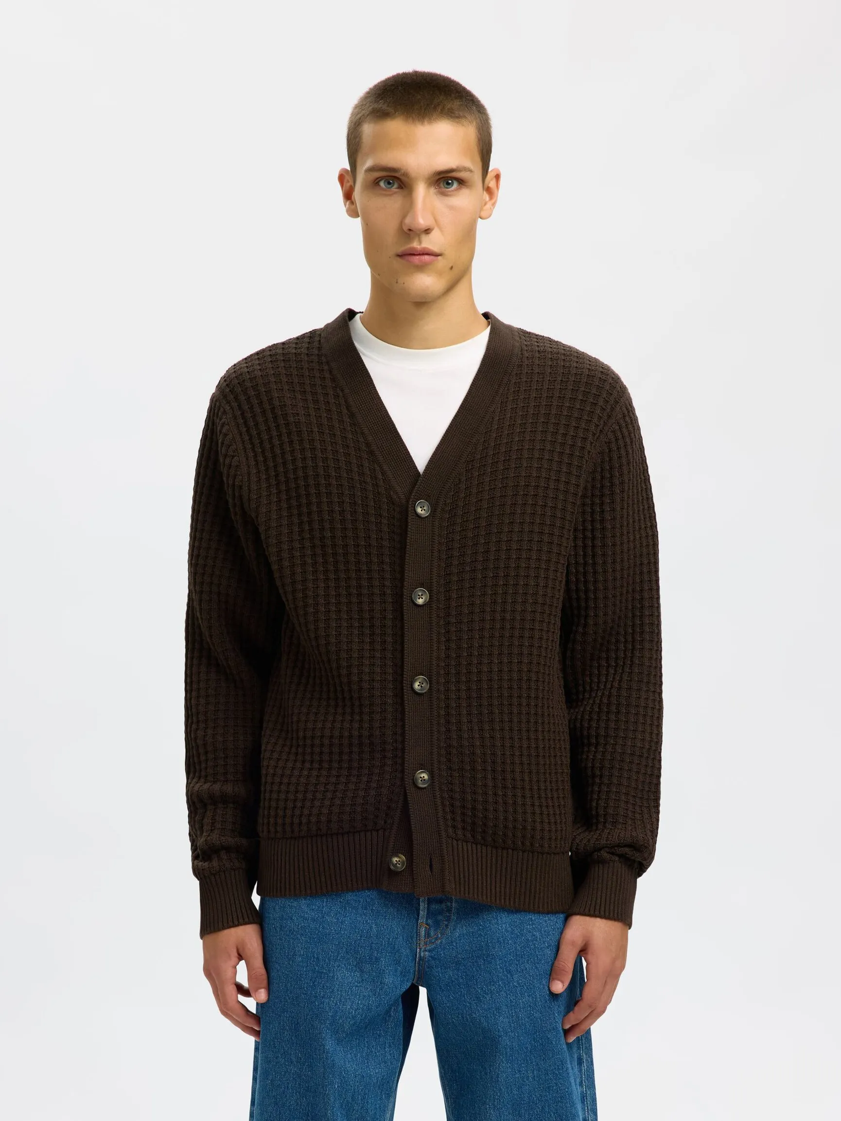 100 % BOMULL STRIKKET CARDIGAN
