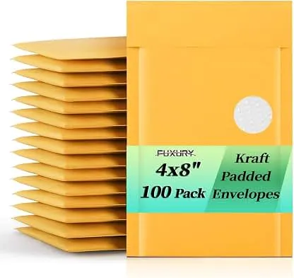 Fuxury Kraft Bubble Mailers 4x8" 100 Pack Small Padded…