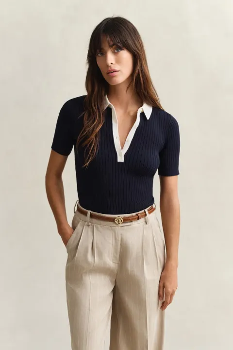 Ribbet kortermet rugger